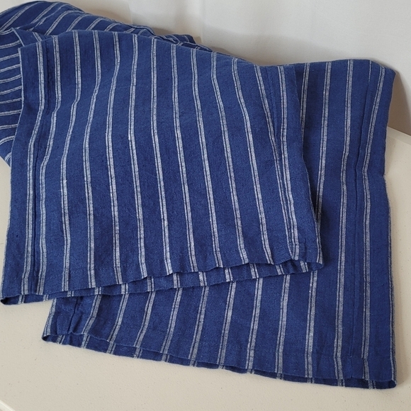 Habitat Linen Blend Blue White Striped Wide Leg Cropped Pull-On Pants - Size M - Picture 8 of 11